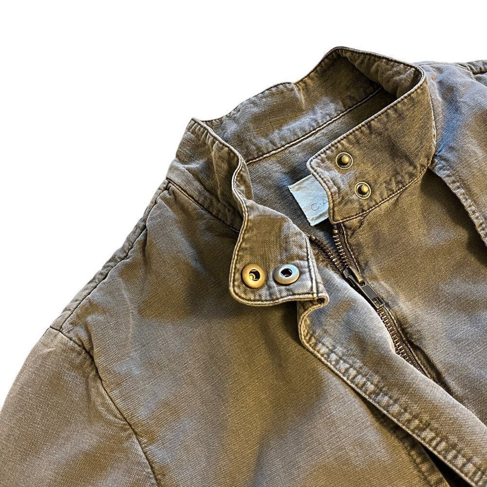 Caslon Green Drawstring Hem Utility Military Jacket  Women Full Zip size M - Picture 6 of 13